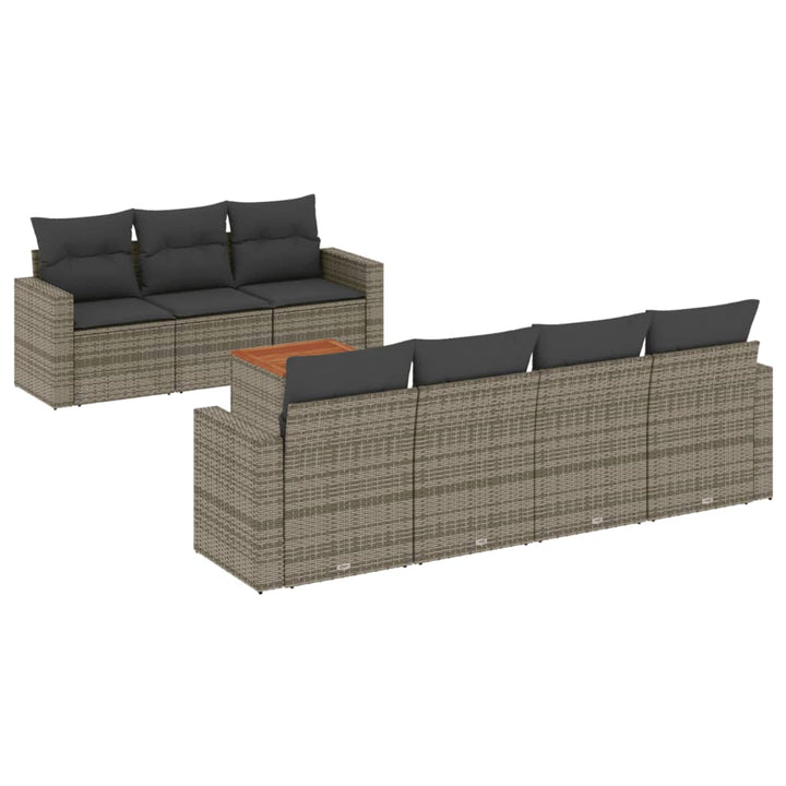 sofasæt til haven 8 dele med hynder polyrattan grå