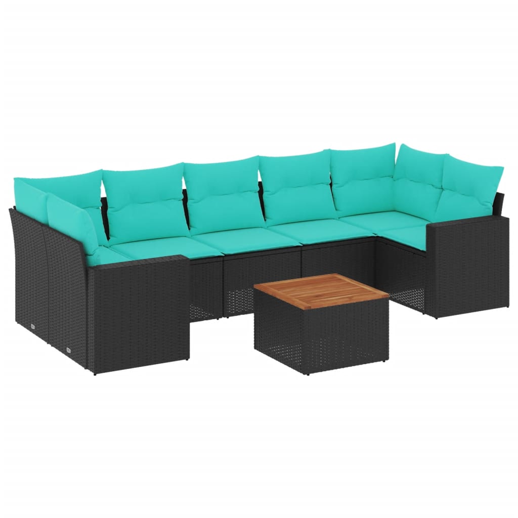sofasæt til haven 8 dele med hynder polyrattan sort