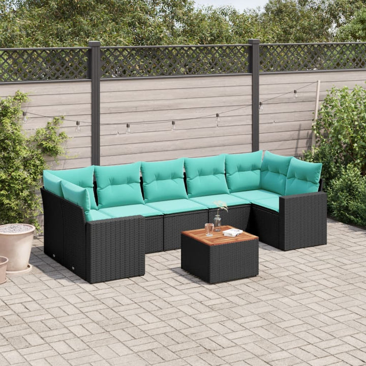 sofasæt til haven 8 dele med hynder polyrattan sort