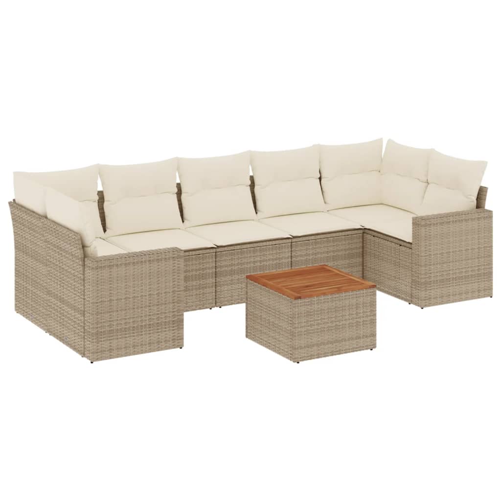 sofasæt til haven 8 dele med hynder polyrattan beige