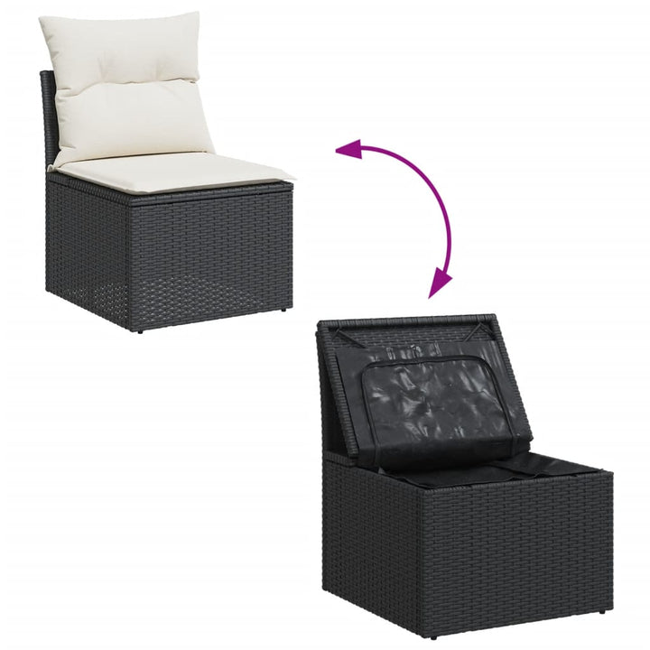 sofasæt til haven 9 dele med hynder polyrattan sort