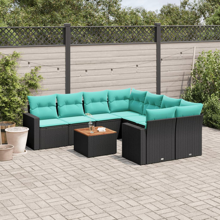 sofasæt til haven 9 dele med hynder polyrattan sort