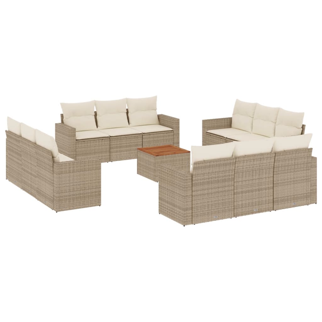 sofasæt til haven 13 dele med hynder polyrattan beige