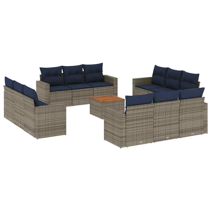 sofasæt til haven 13 dele med hynder polyrattan grå