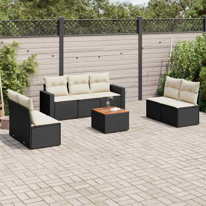 sofasæt til haven 8 dele med hynder polyrattan sort