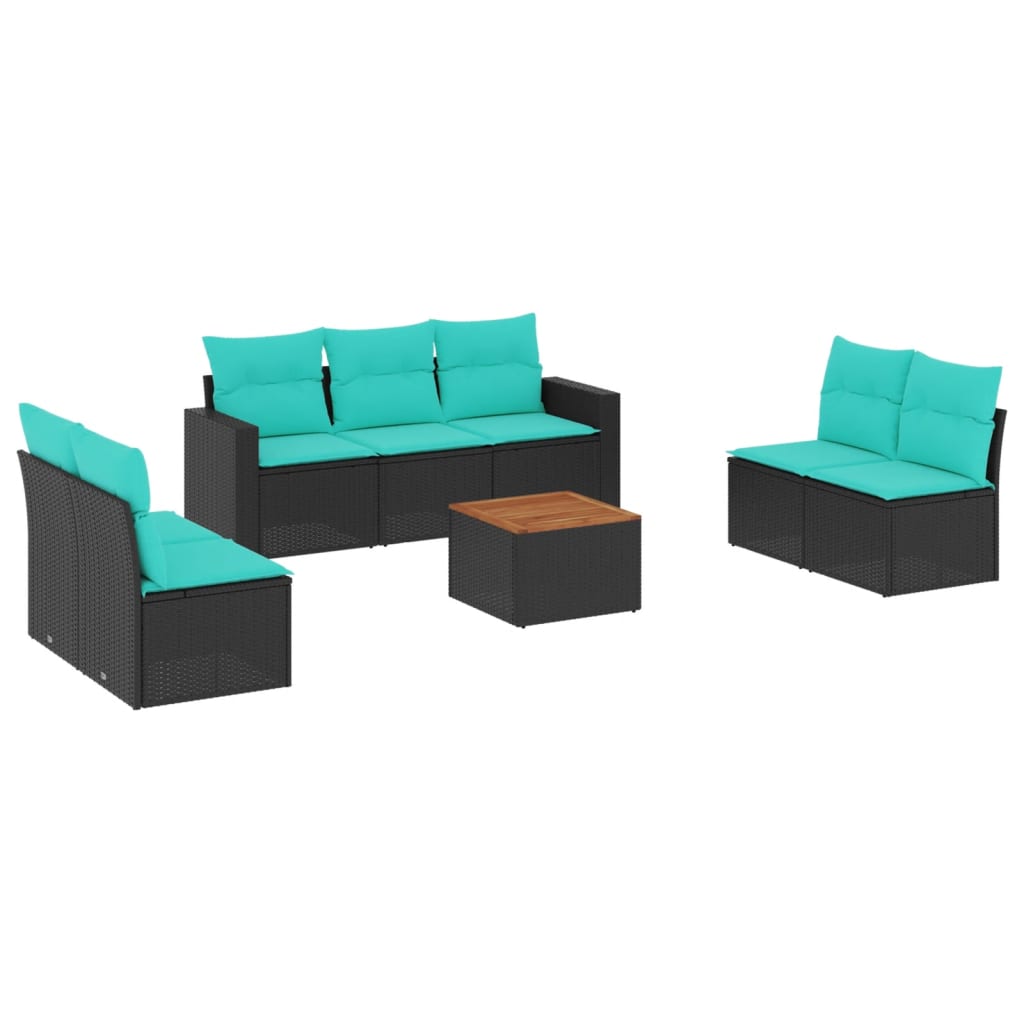 sofasæt til haven 8 dele med hynder polyrattan sort