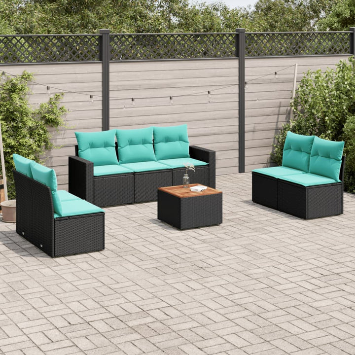sofasæt til haven 8 dele med hynder polyrattan sort