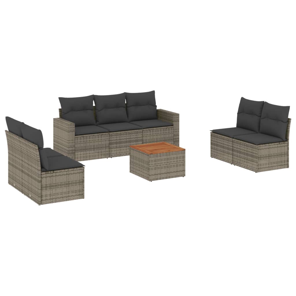 sofasæt til haven 8 dele med hynder polyrattan grå
