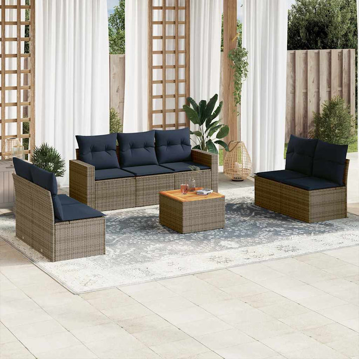sofasæt til haven 8 dele med hynder polyrattan grå