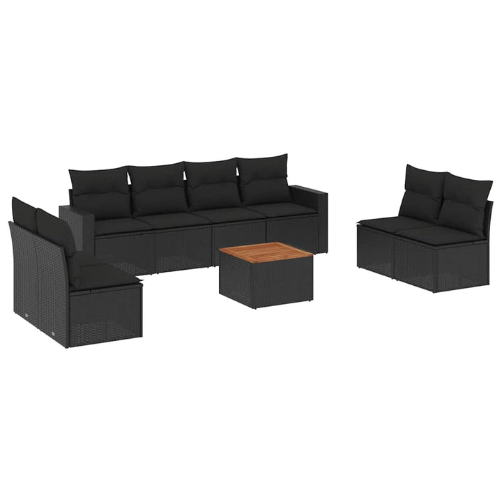 sofasæt til haven 9 dele med hynder polyrattan sort