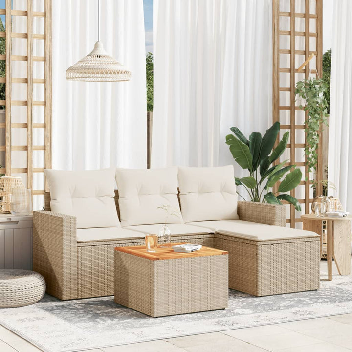 sofasæt til haven 5 dele med hynder polyrattan beige