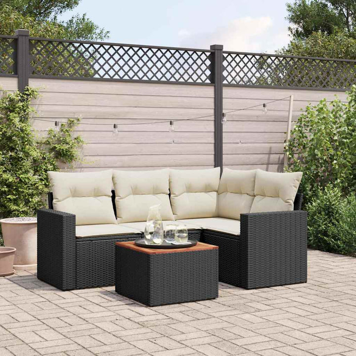sofasæt til haven 5 dele med hynder polyrattan sort
