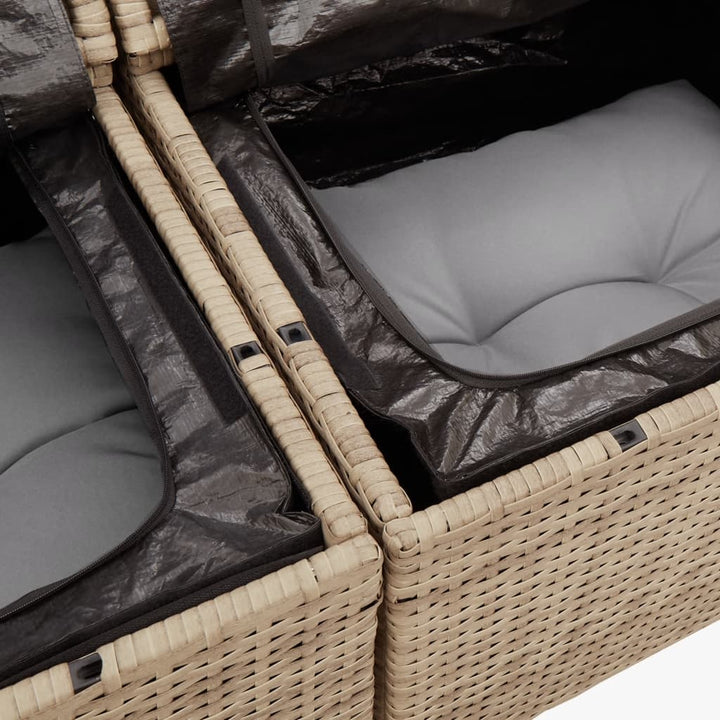 havesofasæt 6 dele med hynder polyrattan beige