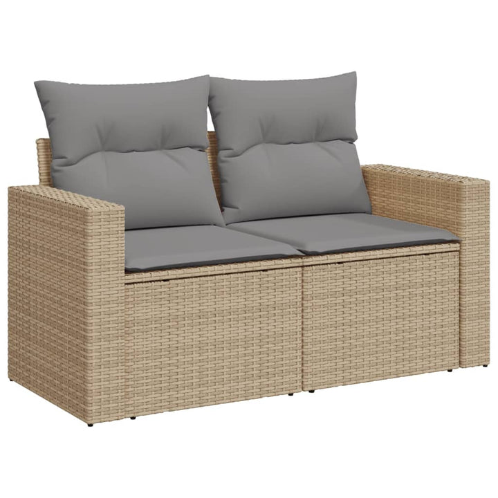 havesofasæt 6 dele med hynder polyrattan beige