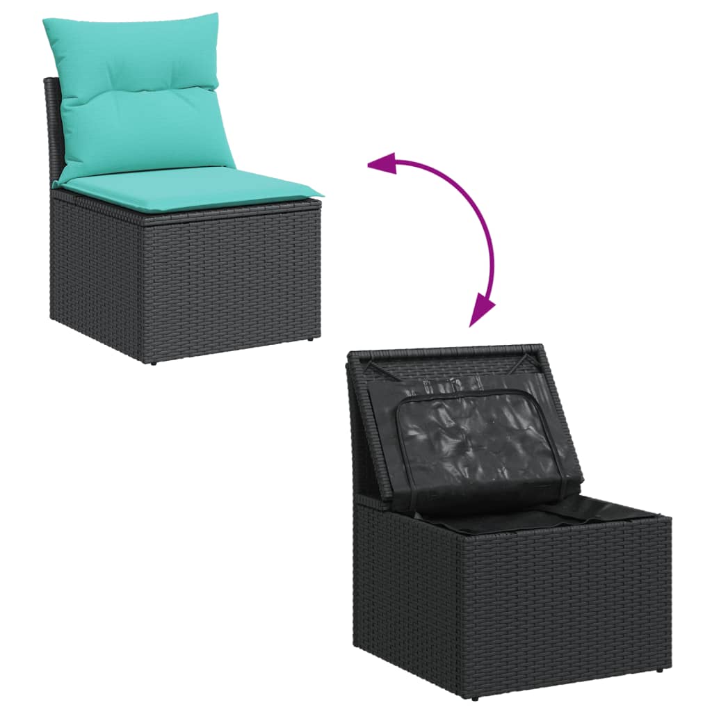 sofasæt til haven 6 dele med hynder polyrattan sort