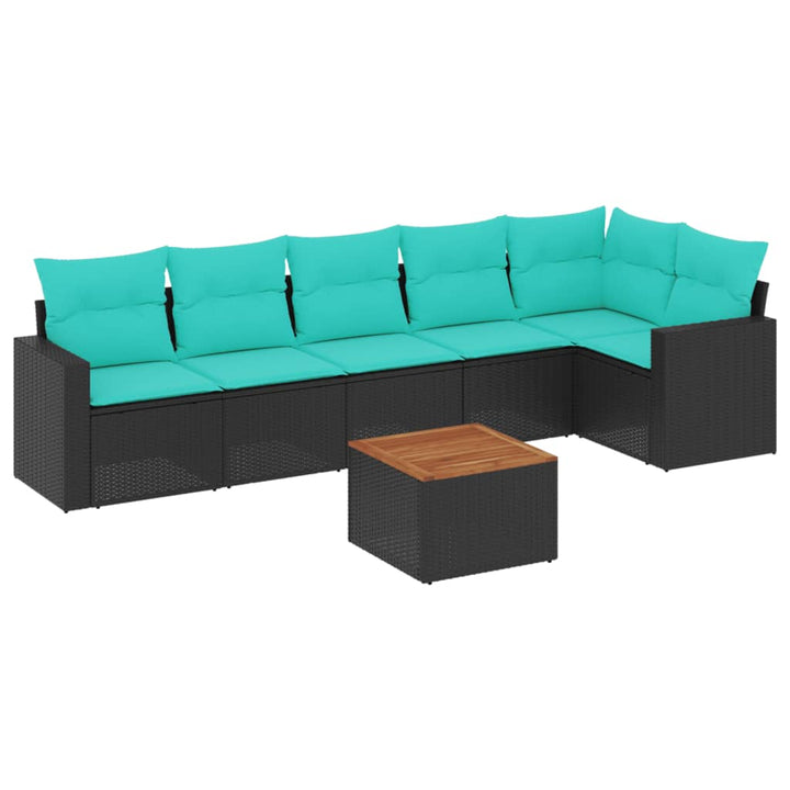 sofasæt til haven 7 dele med hynder polyrattan sort