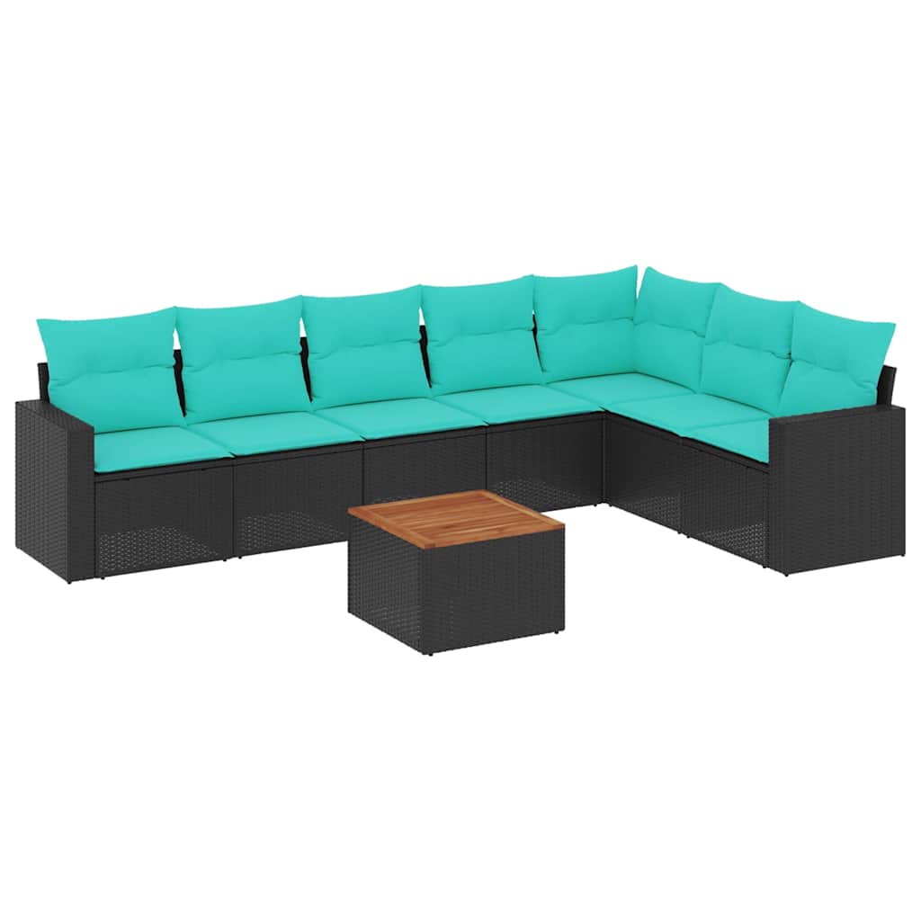 sofasæt til haven 8 dele med hynder polyrattan sort