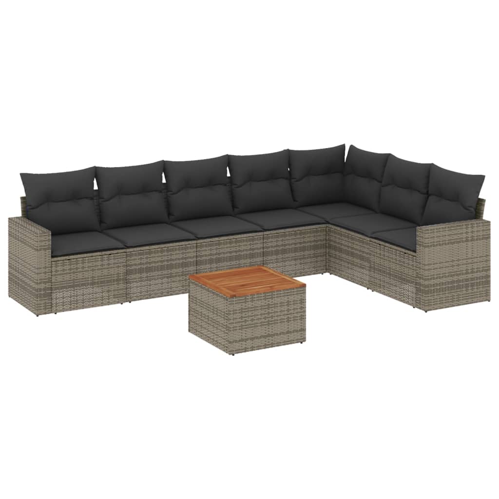 sofasæt til haven 8 dele med hynder polyrattan grå