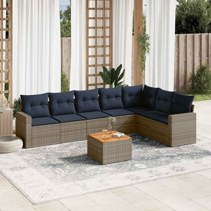 sofasæt til haven 8 dele med hynder polyrattan grå