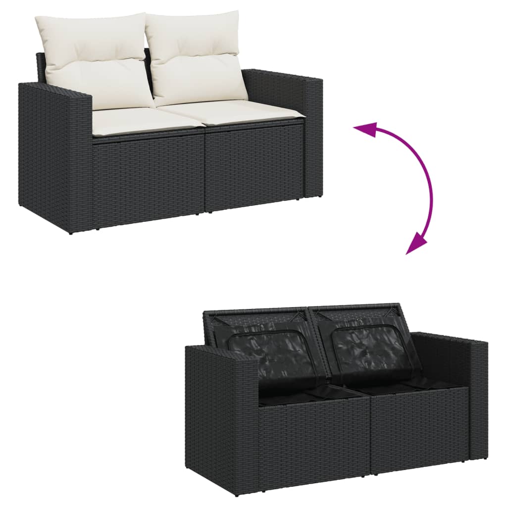 sofasæt til haven 9 dele med hynder polyrattan sort