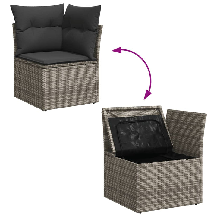 sofasæt til haven 9 dele med hynder polyrattan grå