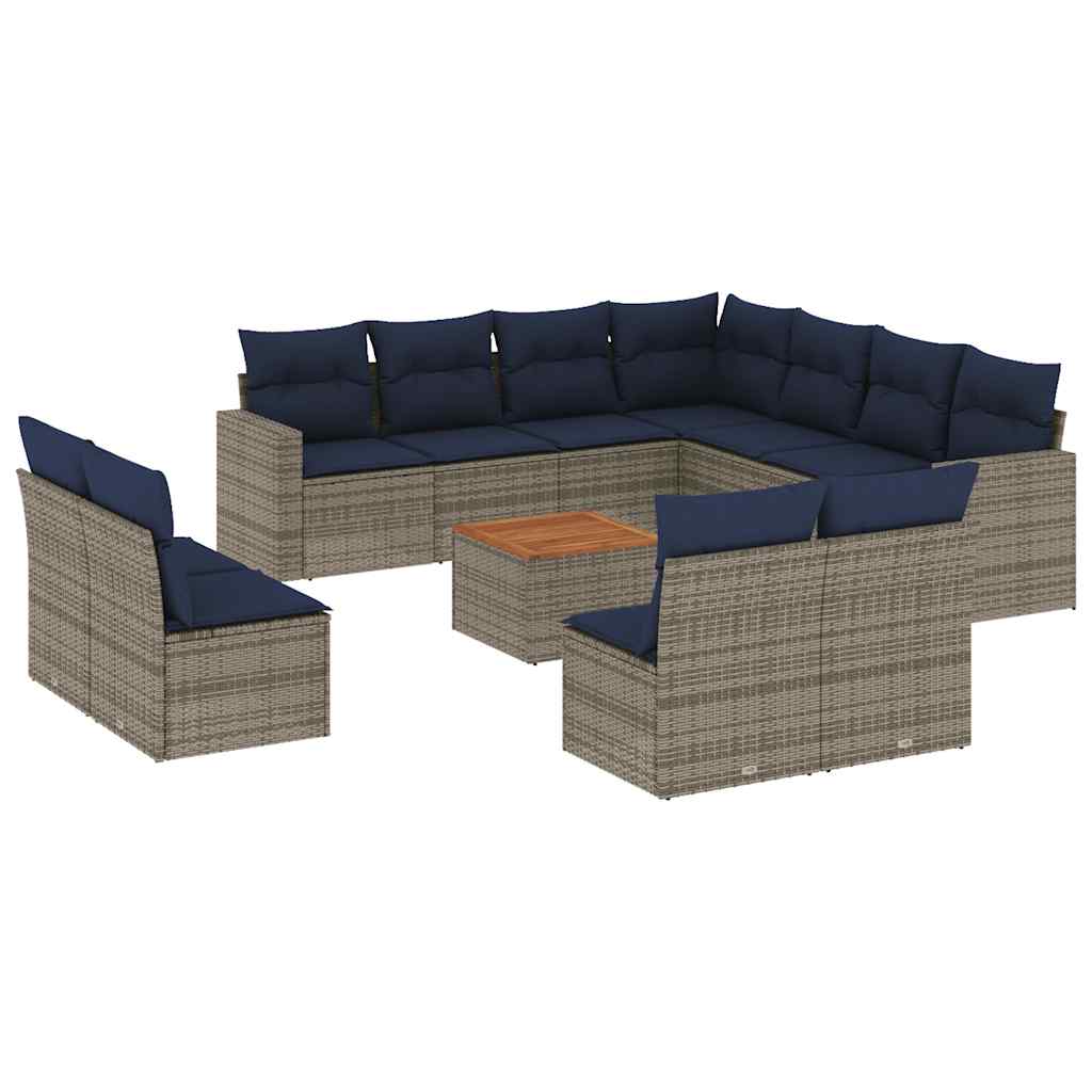 sofasæt til haven 12 dele med hynder polyrattan grå