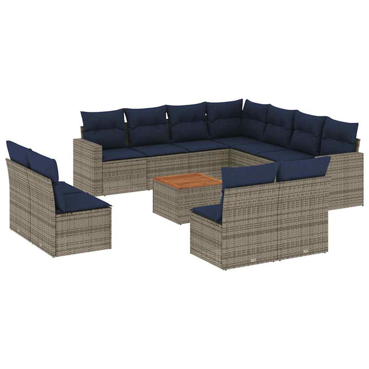 sofasæt til haven 12 dele med hynder polyrattan grå