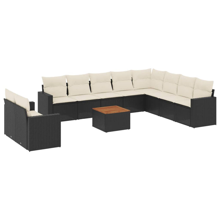 sofasæt til haven 11 dele med hynder polyrattan sort