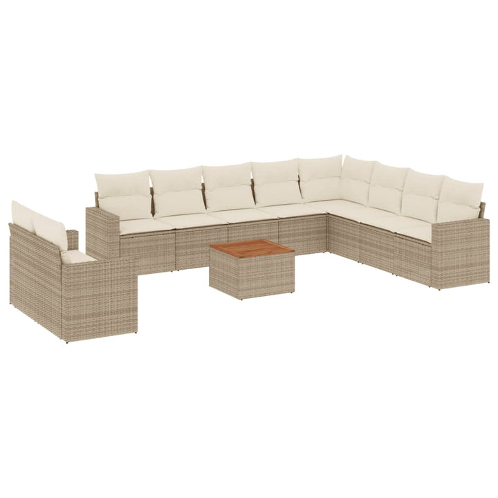 sofasæt til haven 11 dele med hynder polyrattan beige
