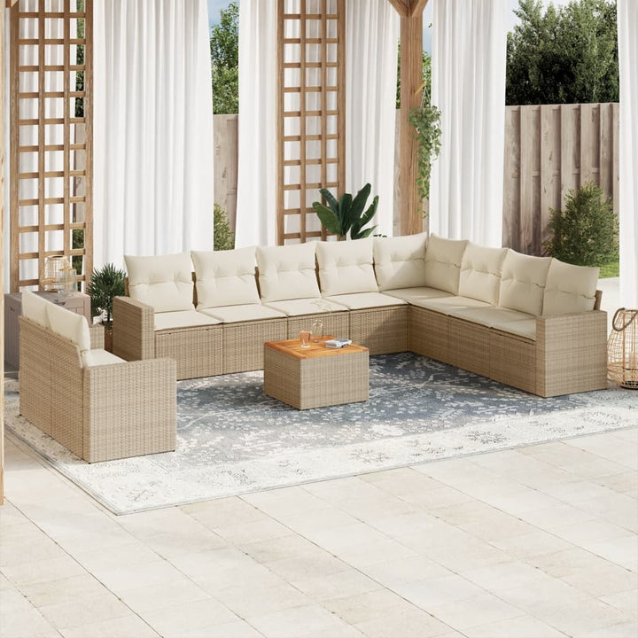 sofasæt til haven 11 dele med hynder polyrattan beige