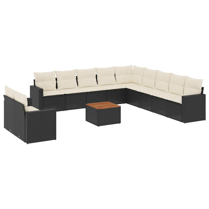 sofasæt til haven 12 dele med hynder polyrattan sort