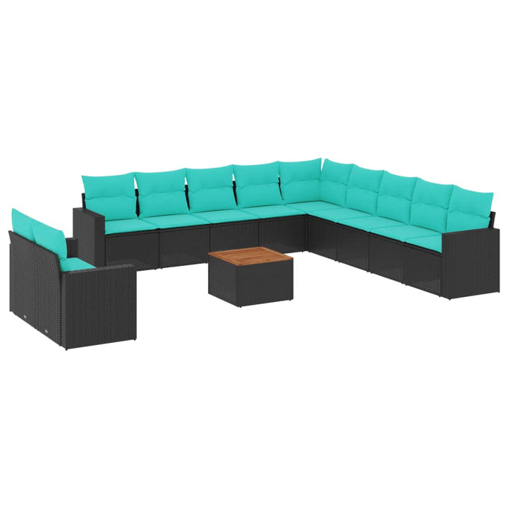 sofasæt til haven 12 dele med hynder polyrattan sort