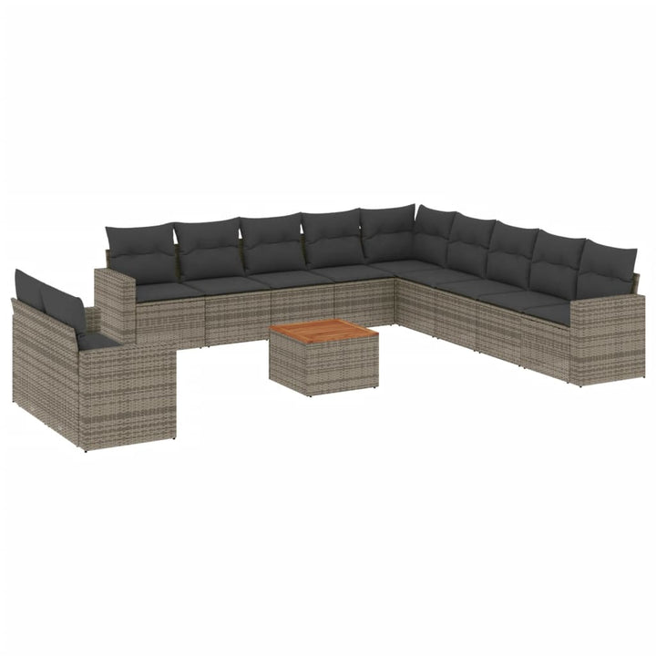 sofasæt til haven 12 dele med hynder polyrattan grå