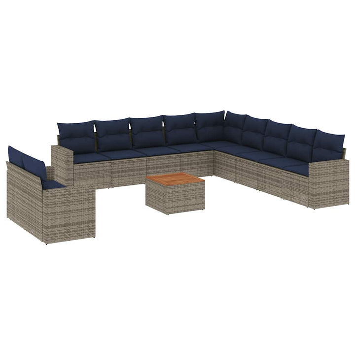 sofasæt til haven 12 dele med hynder polyrattan grå