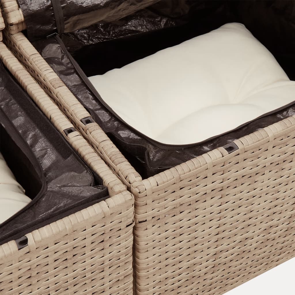 sofasæt til haven 9 dele med hynder polyrattan beige