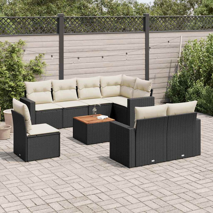 sofasæt til haven 9 dele med hynder polyrattan sort