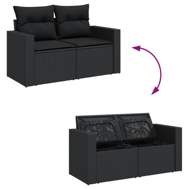 sofasæt til haven 7 dele med hynder polyrattan sort