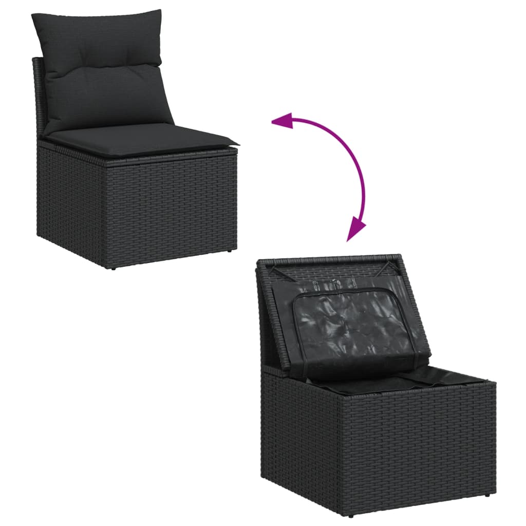 sofasæt til haven 7 dele med hynder polyrattan sort