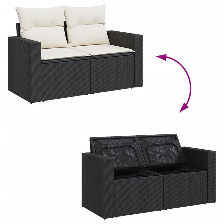 sofasæt til haven 7 dele med hynder polyrattan sort