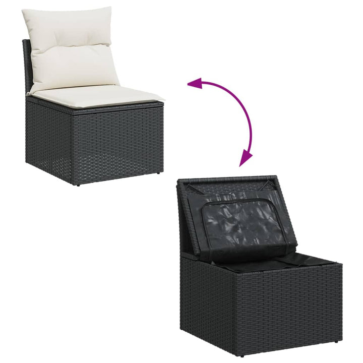 sofasæt til haven 7 dele med hynder polyrattan sort