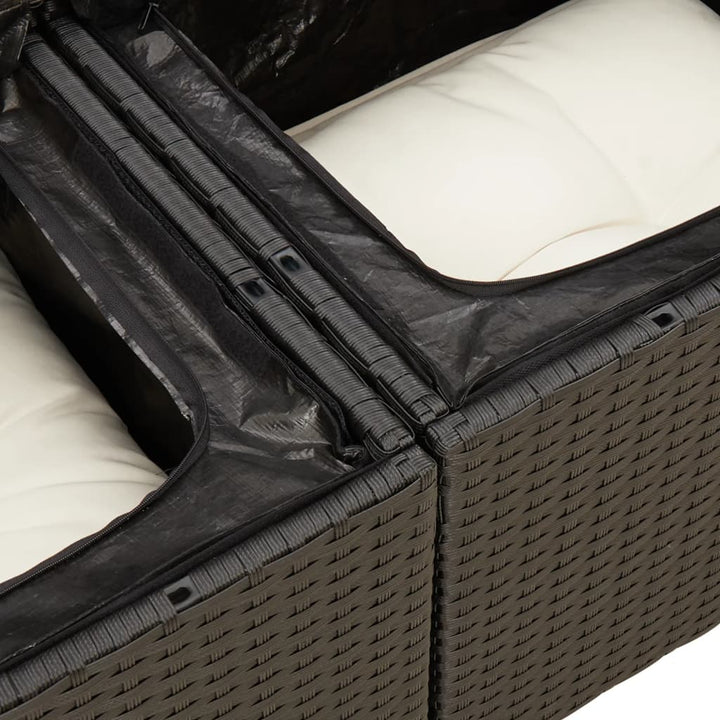 sofasæt til haven 7 dele med hynder polyrattan sort