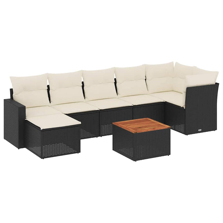 sofasæt til haven 8 dele med hynder polyrattan sort