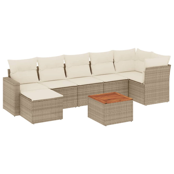 sofasæt til haven 8 dele med hynder polyrattan beige
