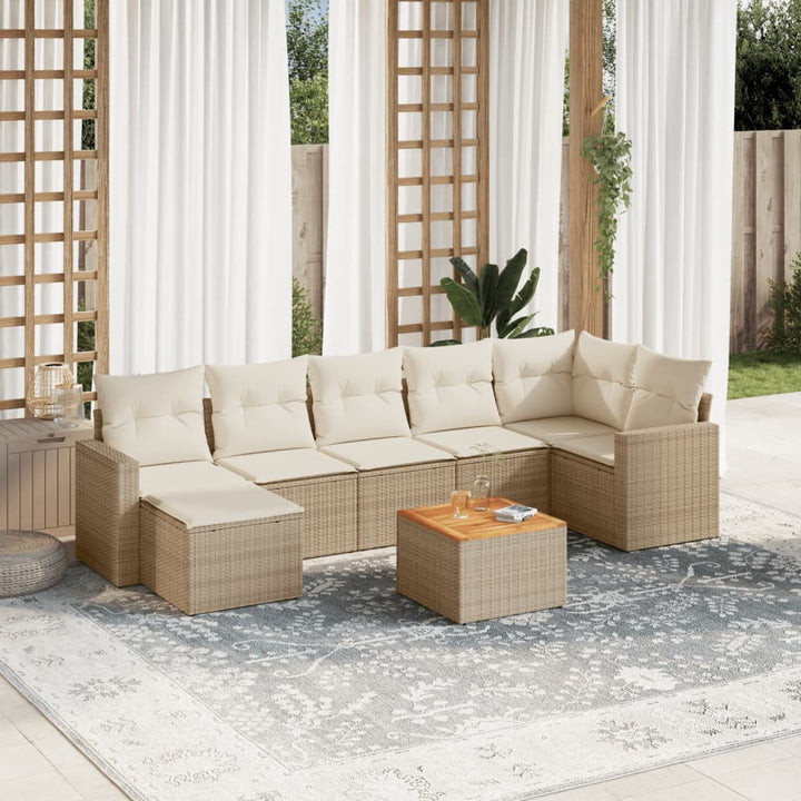 sofasæt til haven 8 dele med hynder polyrattan beige