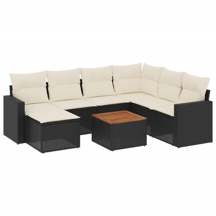 sofasæt til haven 8 dele med hynder polyrattan sort