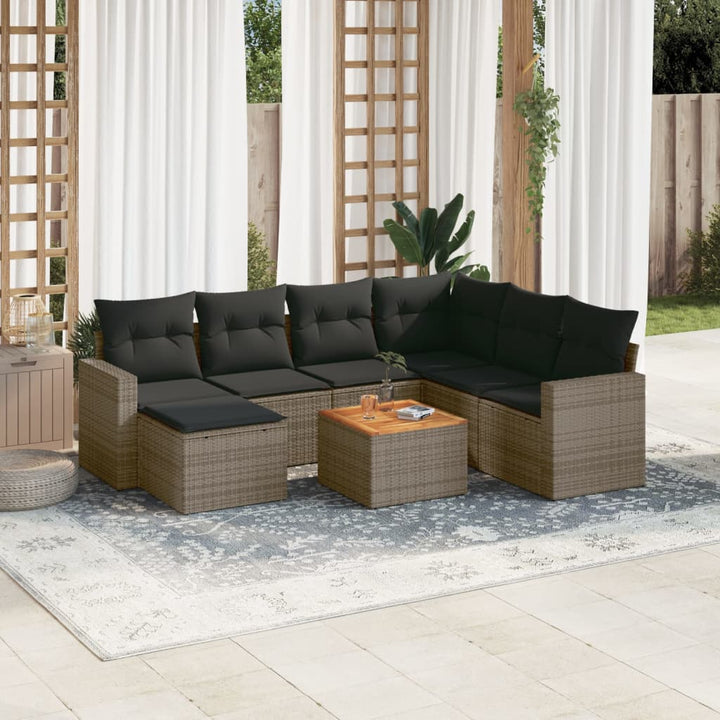sofasæt til haven 8 dele med hynder polyrattan grå