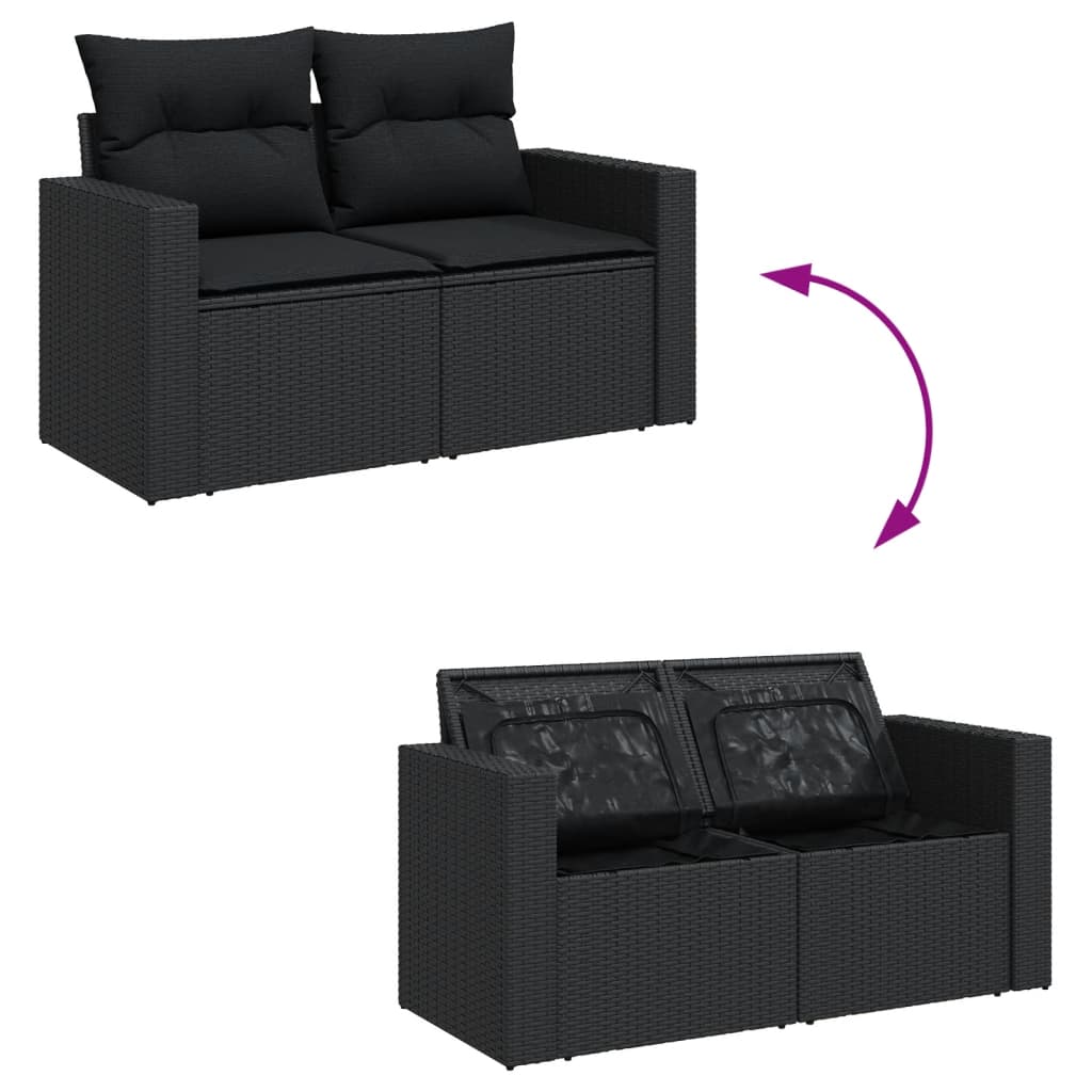 sofasæt til haven 7 dele med hynder polyrattan sort
