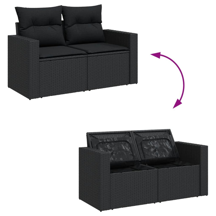sofasæt til haven 7 dele med hynder polyrattan sort