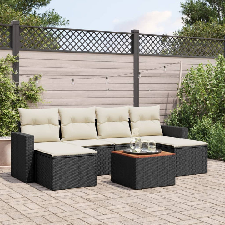 sofasæt til haven 7 dele med hynder polyrattan sort