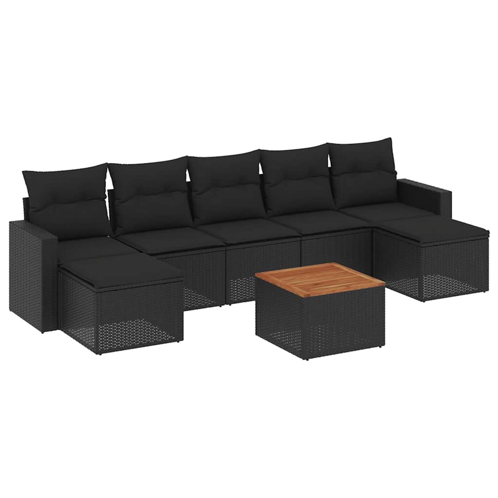 sofasæt til haven 8 dele med hynder polyrattan sort